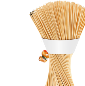 Brochetas de bambú giratorias cromadas duraderas Ecoware de China, mango de madera de 4 pulgadas, 8 pulgadas de largo, estándar de exportación Billa, para barbacoa natural - Product Image 1