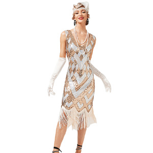 Robe de soirée à sequins et franges pour <span class=keywords><strong>femme</strong></span>, style Charleston des années 20, tenue Gatsby vintage, pour spectacle de danse, multicolore, vente en gros - Product Image 6