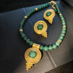 Vintage Unisex Pendant <b>Necklace</b> With Chain Natural Stone Real Gold Plating High-End AN061170 High-End Look Offers a Luxurious an - Product Image 1