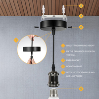 Support de lampe rétro industriel en aluminium, douille E27 Vintage 1m fil de vis Base en aluminium pour éclairage intérieur Bar décoration de la maison