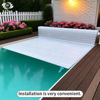 Couverture de piscine en polycarbonate résistant aux intempéries, à lamelles, électrique, à enroulement automatique, couverture de sécurité rétractable pour piscine de resort