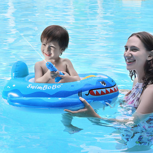 Flotador inflable con diseño de tiburón SwimBoBo para niños, para piscina, parque acuático, diseño de dibujos animados, ayuda de flotación de PVC - Product Image 1