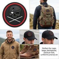 Parches de PVC Personalizados de Alta Calidad, Duraderos, con Diseño de Calavera, Parches de Goma de Silicona en Relieve para Chaquetas, Mochilas y Uniformes