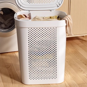 Cesto de Ropa Sucia con Ruedas y Tapa, Organizador de Ropa Grande para el Hogar, Cesta de Plástico para Lavandería, Producto en Oferta - Product Image 3