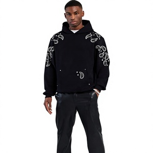 Sudadera con Capucha para Hombre con Pedrería, Logotipo de Cristal Personalizado, 100% Algodón, Invierno, Ecológica, Moda Urbana, OEM - Product Image 2