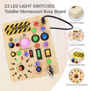Educazione precoce <span class=keywords><strong>Montessori</strong></span> giocattolo per bambini occupato scheda di simulazione scatola interruttore a LED circuito educativo in <span class=keywords><strong>legno</strong></span> gioco per i più piccoli CPC - Product Image 3