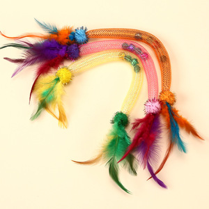 Juguete elástico con cuerda para gatos, juguete con plumas para gatos, bola de hierba gatera, dispositivo de autoentretenimiento y entretenimiento, mordedor para gatitos, mascota - Product Image 2