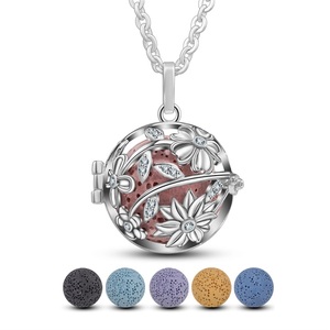 925 China de plata regalo de madre luminosa difusor de aromaterapia bola gargantilla de latón collar de la joyería - Product Image 2