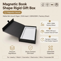 Boîte à livres magnétique plate ouverte haut de gamme en papier artistique imperméable 180, OEM ODM pour insert en EVA mat, taille personnalisée, MOQ 500