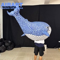 Costume de baleine bleue gonflable personnalisé, costume de performance gonflable sur le thème de l'océan pour défilé