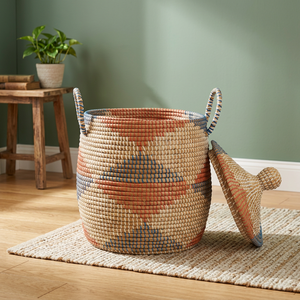 Colorful 30x30xH25 cm Seagrass Foldable <b>Laundry</b> Basket VINACRAFT JSC Ready for Export Vietnam Home Clothes <b>Storage</b> Customized - Product Image 2