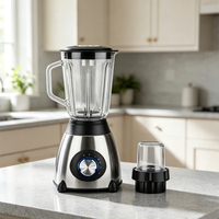 Multifunctionele 2-in-1 blender en molen, huishoudelijke blender met meerdere snelheden voor het maken van sap, mixen, malen en droge poeders.
