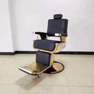 FengSheng Ensemble de chaises de barbier de luxe marron Ensemble de meubles de salon de barbier vintage doré pour hommes salon de barbier - Product Image 4