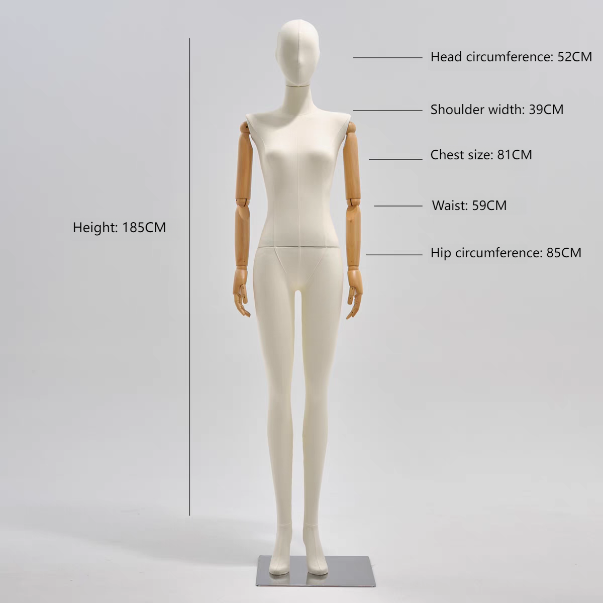 White body Abstract head Wooden hand Silver square foot stick