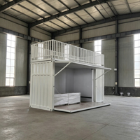 Maison préfabriquée moderne à deux étages, café mobile avec terrasse sur le toit et escalier