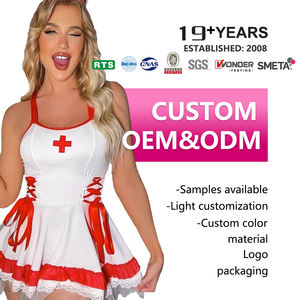 Kostum Perawat Cosplay Gaun Wanita Lingerie Seksi Putih Hitam Ketat Kostum Perawat Halloween Seksi Lingerie - Product Image 1