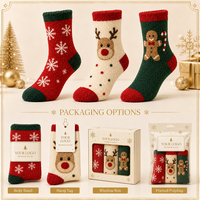 Chaussettes de Noël personnalisées en peluche antidérapantes, lot de 3 paires, chaussettes d'hiver douces et moelleuses avec logo OEM ODM et emballage