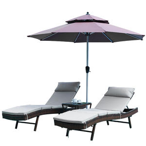 Cama Reclinable Plegable de Ratán PE <span class=keywords><strong>con</strong></span> Diseño Pastoral para Exteriores, <span class=keywords><strong>Respaldo</strong></span> Acolchado, Cojín de Alta Densidad, para Patio, Hotel, Piscina - Product Image 1