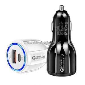 Chargeur de voiture à charge rapide PD20W avec convertisseur LED QC3.0+PD pour téléphones mobiles et montres, sortie de courant intelligente 1A/2A - Product Image 1