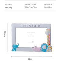 Marco de Fotos con Temática de Animales de Safari para Habitación Infantil, 4x6, Aleación de Zinc, Marco de Fotos Esmaltado con la Frase 'Es una Niña', Regalo para Recién Nacidos, Directo de Fábrica