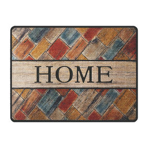 Paillasson rectangulaire Sally en fibre de polyester avec semelle en caoutchouc de chanvre, motif géométrique moderne style ferme, lavable, pour intérieur, tapis de bienvenue pour la maison - Product Image 1