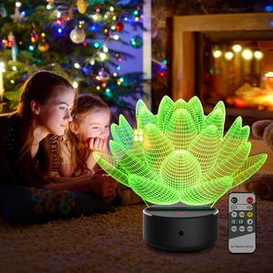 Lampe de chevet LED compacte pour chambre à coucher avec télécommande, veilleuse 3D 2022 en acrylique, sans fil, pour enfant, à piles, 30 LED, écologique, CE, moderne - Product Image 5
