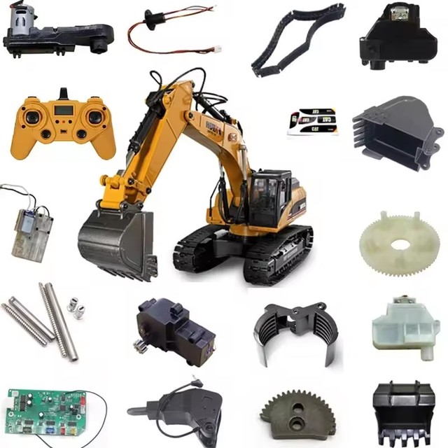 HUINA 1/14 1580 580 23CH Full Metal Excavator Gearbox Tooth Box Metal Putter Gripper Quick Hitch Bucket Arm Track Chassis Parts