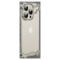 Coque de téléphone antichoc en alliage d'aluminium, design armure sans bordure, protection de l'objectif, décorée en-moulage pour 12 13 14 15 16 Pro Max