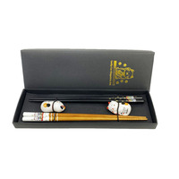 Caja de Regalo con Palillos de Bambú Maneki Neko, Gato de la Suerte de Cerámica, Amuleto de Buena Fortuna, Recuerdo para Bodas y Fiestas, Personalizable