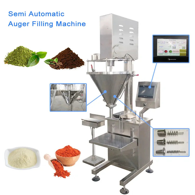 Touch Screen Dry Powder Filler /Manual Powder Packing Machine /Auger Filling Equipment With Split Hopper