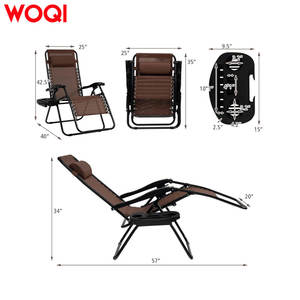 เก้าอี้พักผ่อนแบบพับได้ Woqi Zero Gravity ปรับเอนได้ ใช้ได้ทั้งกลางแจ้งและชายหาด พร้อมที่วางแก้วและที่วางแขนกว้าง สีน้ำตาลเข้ม - Product Image 5