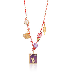<span class=keywords><strong>Collana</strong></span> <span class=keywords><strong>con</strong></span> ciondolo <span class=keywords><strong>Mano</strong></span> <span class=keywords><strong>di</strong></span> <span class=keywords><strong>Fatima</strong></span> in corda <span class=keywords><strong>di</strong></span> cotone colorata, acciaio inossidabile, conchiglia e perline smaltate a forma <span class=keywords><strong>di</strong></span> palma e occhio <span class=keywords><strong>di</strong></span> Allah - Product Image 5