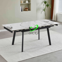 Table à manger de la province du Hebei 4,6,8,10 Table d'extension de siège pieds en métal dessus en céramique meubles de maison pour la maison salon