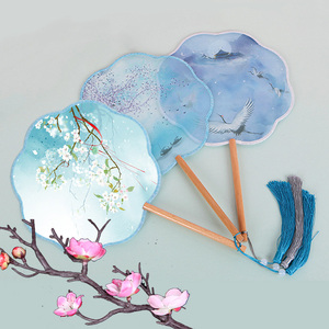 Fatingna Floral Design Round Hand Fan Embroidered Textile & Fabric Crafts for Souvenirs and Promotions