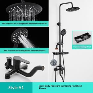 Robinet thermostatique en cuivre, ensemble de douche, noir mat, pomme de douche carrée, montage mural, motifs de pulvérisation, massage, pluie, bulles - Product Image 6