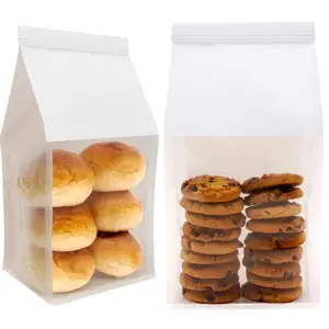 Sacchetti da forno bianchi sacchetti di carta Kraft sacchetti di latta con chiusura a linguetta per biscotti con adesivi gratuiti