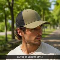 Gorra Trucker Clásica de 6 Paneles con Malla Trasera Ajustable y Cierre a Presión, con Parche de Cuero con Logotipo de Bandera Americana, Estilo 115, Personalizada OEM