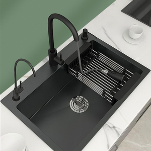 Fregadero de cocina de acero inoxidable de un solo cuenco negro al por mayor de fábrica con juego combinado de grifo - Product Image 2