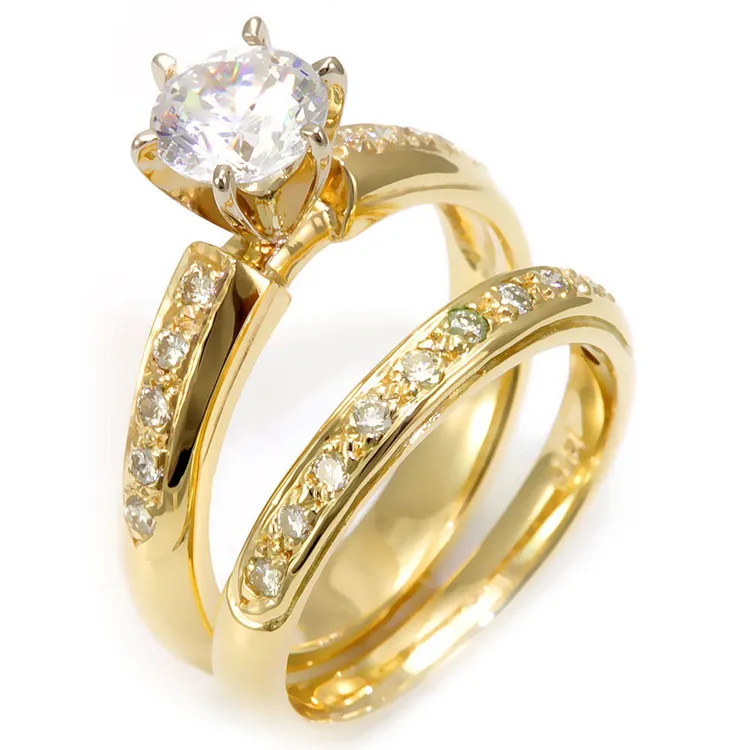 VLOVE Diamond Ring Fabricantes Atacado Jóias Ouro 14kfine Jóias Anéis Anel de Noivado Romântico Ouro Amarelo Geométrico IGI