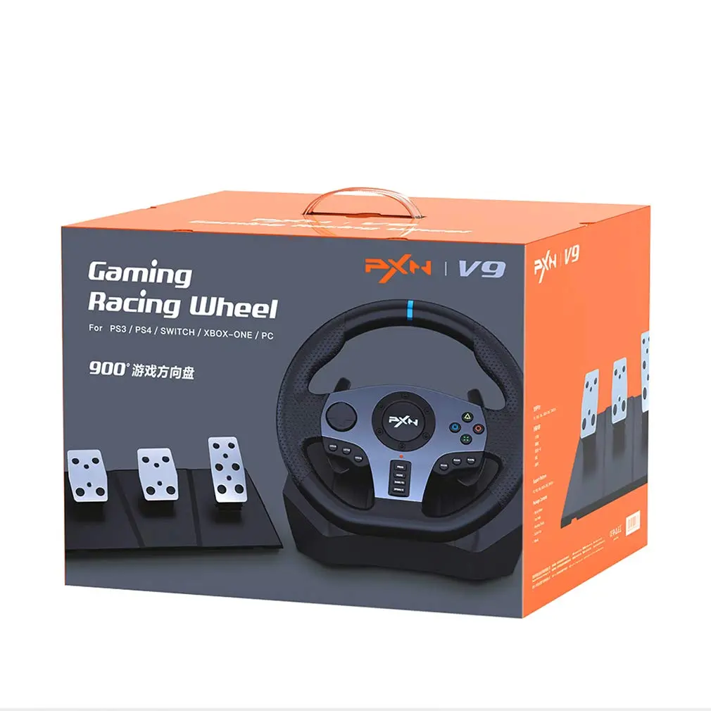 Gaming Racing Wheel Set PXN V9 900 Degree Driving Simulator with pedals shifter for xbox, ps4, switch, pc Steer Wheel for PC