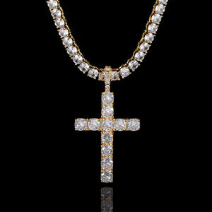 유럽과 미국 힙합 쥬얼리 18K 골드 기독교 예수 블링 다이아몬드 크로스 펜던트 목걸이 남성용 여성용 - Product Image 6