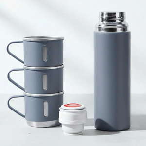 ชุดขวดน้ำสุญญากาศสแตนเลส 304 พร้อมแก้วกาแฟสไตล์ธุรกิจสำหรับสำนักงาน กระติกน้ำร้อนแบบพกพา - Product Image 3