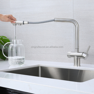 <strong>Commercial</strong> Single-Hole Pull Out <strong>Faucet</strong> with Dual Handles Filter Spout for Hot/Cold/Pure Water in Restaurant Kitchens - Product Image 4