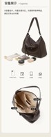 Tas Selempang Kulit Asli Gaya Korea Musim Gugur Terbaru, Tas Bahu Hobo Kapasitas Besar, Tas Tangan Wanita Vintage