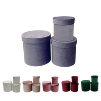 Boîtes d'emballage haut de gamme INUNION, boîtes cylindriques pour cadeaux, boîtes à chapeaux, ensemble de 3 boîtes rondes en velours pour fleuristes