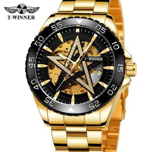 Ganador SLZg95 nuevo estilo de moda de los hombres de ocio de moda pentagrama mecánico automático <span class=keywords><strong>reloj</strong></span> luminoso manos <span class=keywords><strong>reloj</strong></span> - Product Image 3