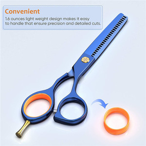 Ciseaux de coiffure bleus Gj de 6 pouces en acier inoxydable, ciseaux à effiler à tête droite pour usage esthétique, finition électrophorétique - Product Image 5