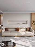Canapé Chesterfield en cuir véritable de luxe postmoderne, mobilier haut de gamme pour villa, appartement de type T3 ou T4, idéal pour grands appartements modulaires.