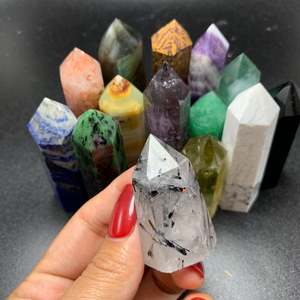 Diferentes piedras preciosas, cristal de turmalina natural 100%, punto de piedras preciosas, reiki, curación, varita de cristal, decoración del hogar - Product Image 2