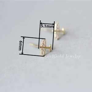 Pendientes de tuerca unisex de aleación de cobre GOL Dtutu 9K con forma de mini avión, modernos, con diamante en forma de corazón y granate, de la Universidad de Pekín, con certificación de gemas. - Product Image 3